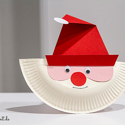 Pappteller Weihnachtsmann basteln