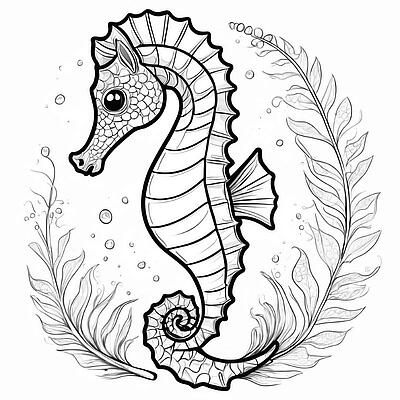Ausmalbild Seepferdchen