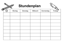 Stundenplan zum Ausdrucken in Schwarz-Weiß - Vorlage 3