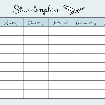 Stundenplan Vorlage - Stundenplan zum Ausdrucken Stundenplan Vorlage - Stundenplan zum Ausdrucken