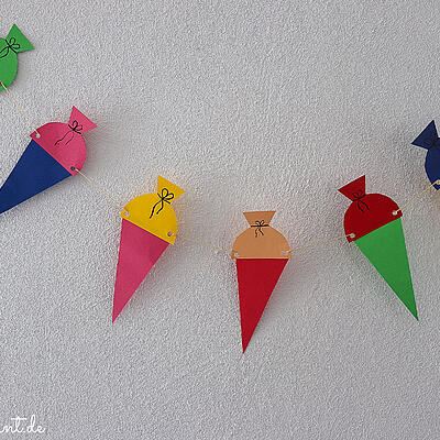 Zuckertueten-Girlande basteln