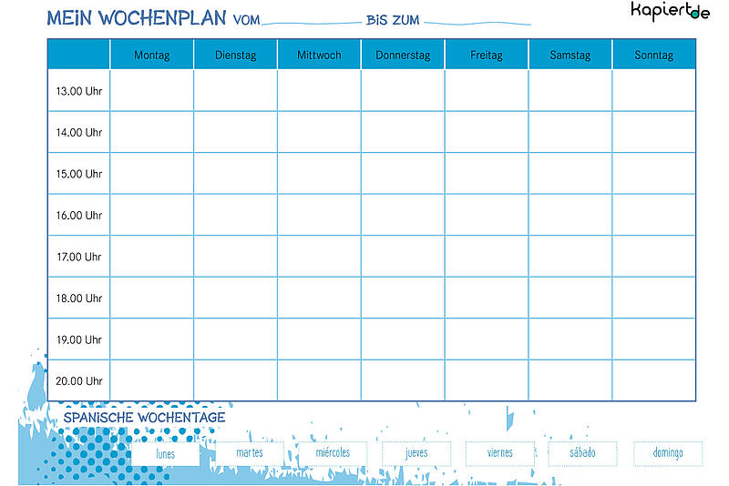 Wochenplan Vorlage Pdf Zum Ausdrucken Kribbelbunt