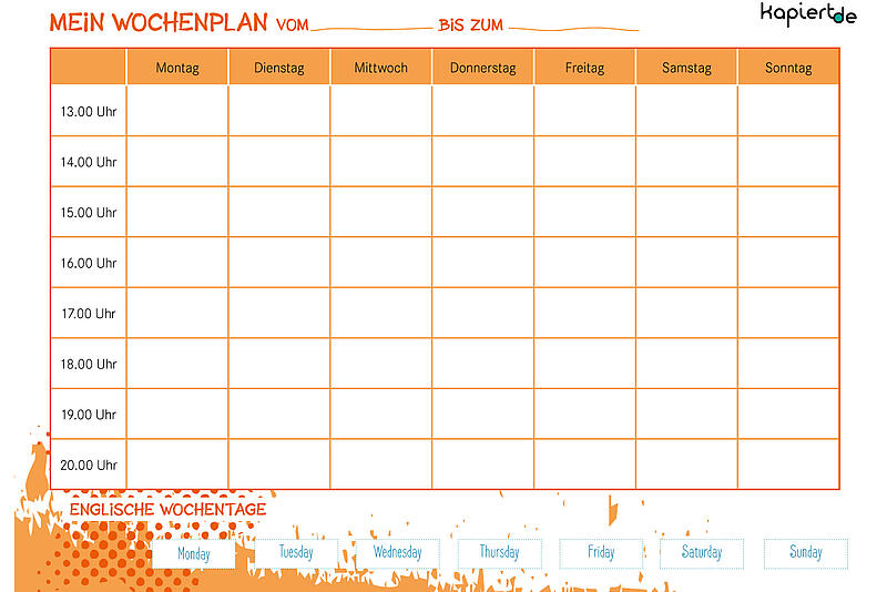 Wochenplan Vorlage Pdf Zum Ausdrucken Kribbelbunt