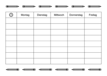 Stundenplan zum Ausdrucken in Schwarz-Weiß - Vorlage 2