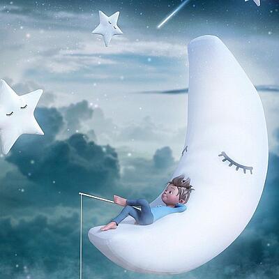 Junge im Sternenhimmel