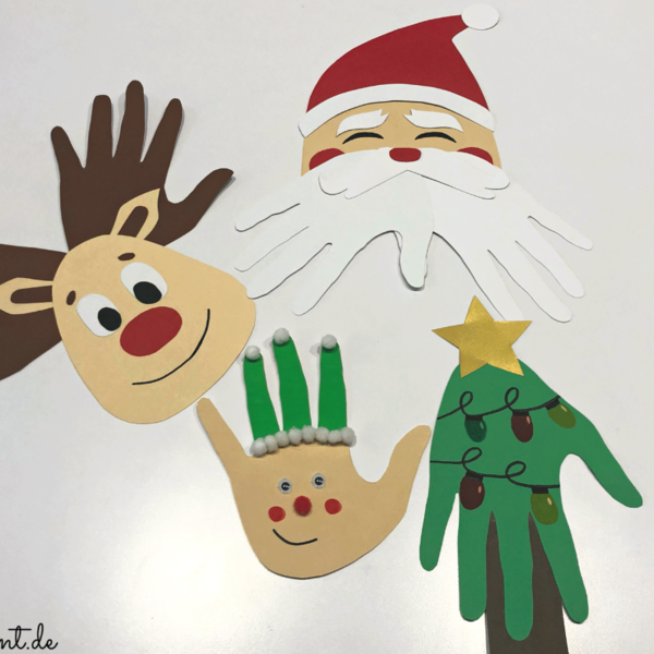 Weihnachtsdeko basteln mit Handabdruck
