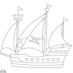 Ausmalbild Piratenschiff
