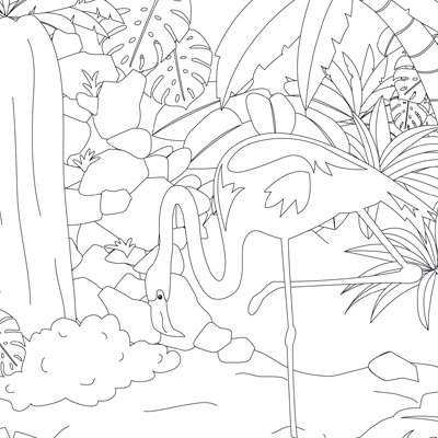 Ausmalbild Flamingo