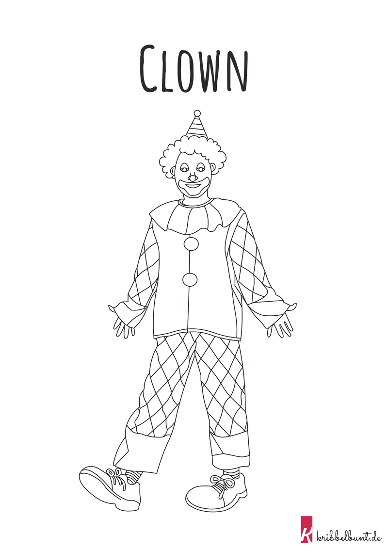 Clown Ausmalbild Clown Zum Ausmalen Pdf Kribbelbunt