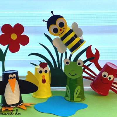 Basteln mit Pappbecher - Tiere