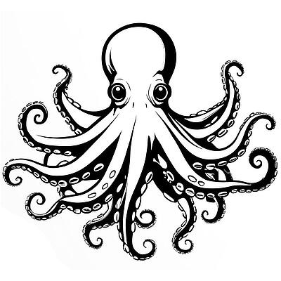 Malvorlage eines Tintenfisch