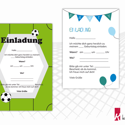 Einladungskarten Kindergeburtstag zum Ausdrucken - Jungs