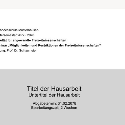 Hausarbeit Deckblatt
