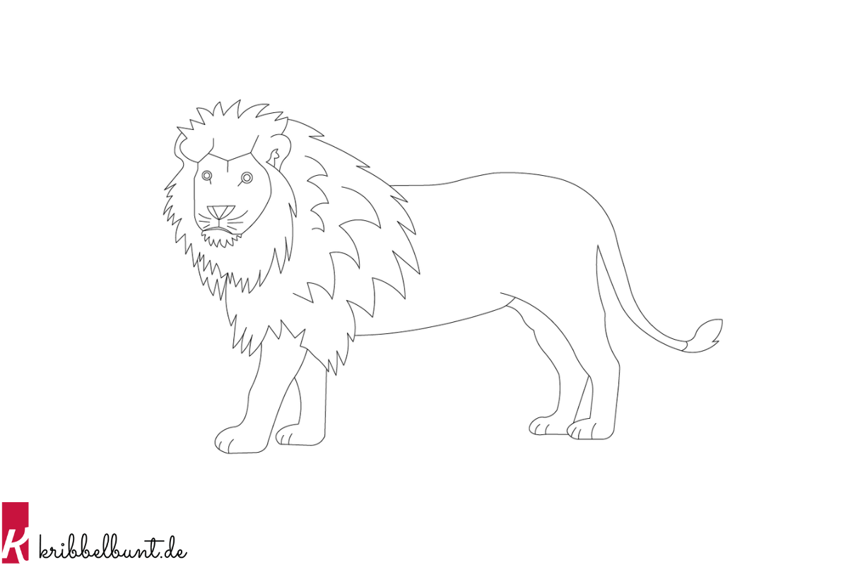 Ausmalbild Löwe - Löwe zum Ausmalen » PDF | Kribbelbunt
