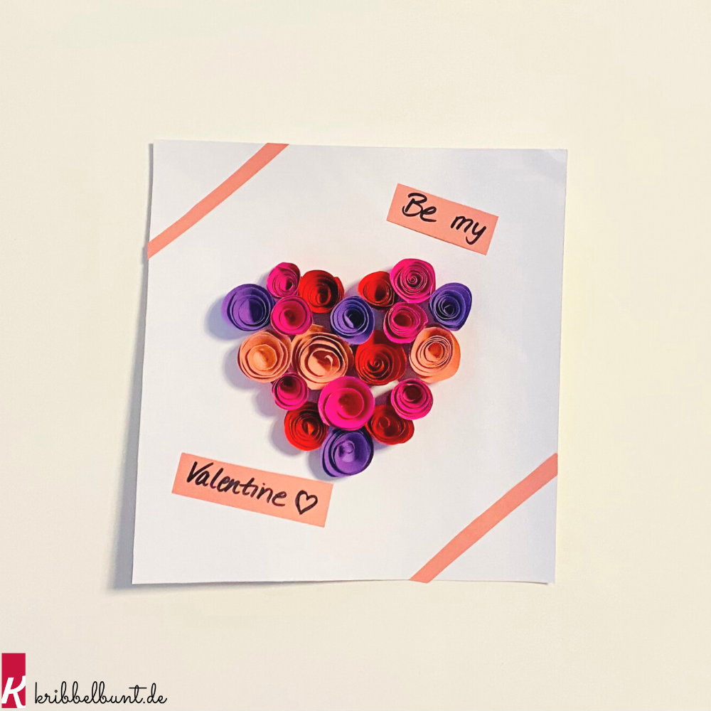 Herz aus Rosen - Valentinskarte basteln