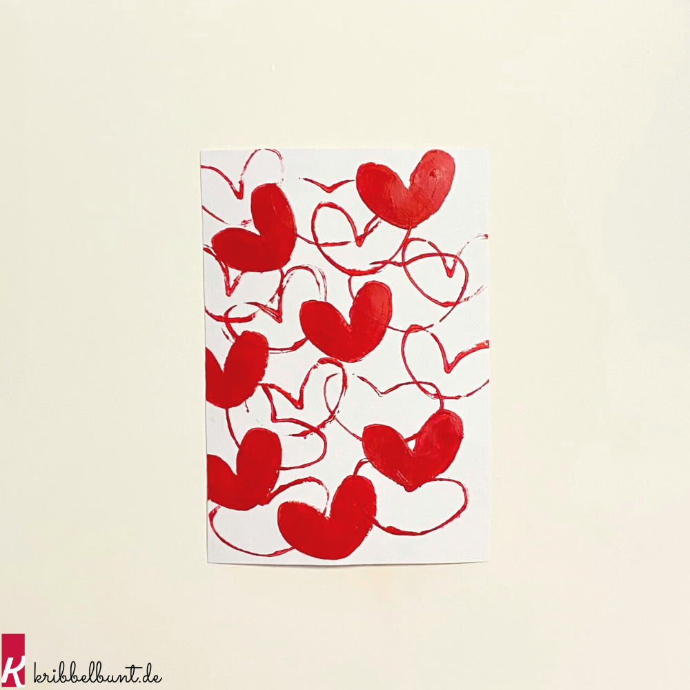 Valentinstag Karte basteln - Mit Herzstempel