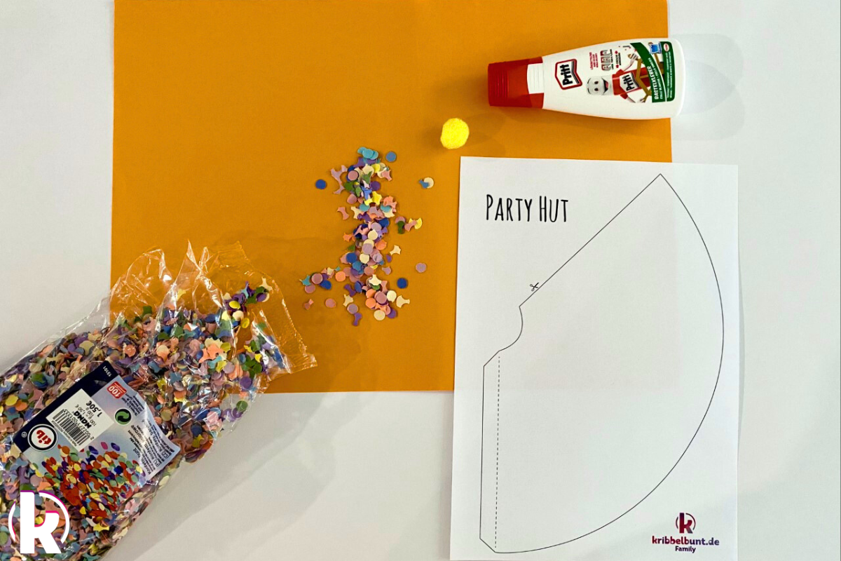 Zahlen Partyhüte basteln - Utensilien Zahlen Partyhüte basteln - Utensilien