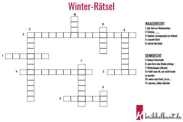 Winter Rätsel zum Ausdrucken