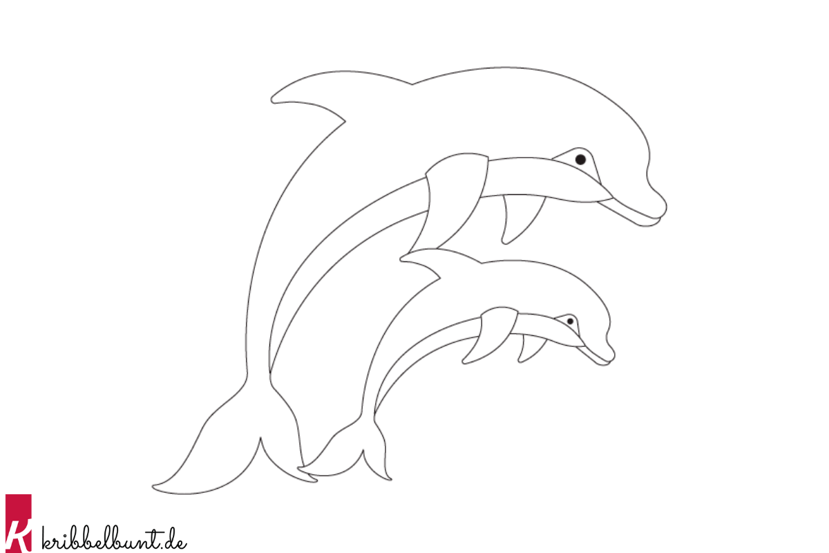 Delfin Ausmalbilder   Kostenlos zum Ausdrucken   Kribbelbunt