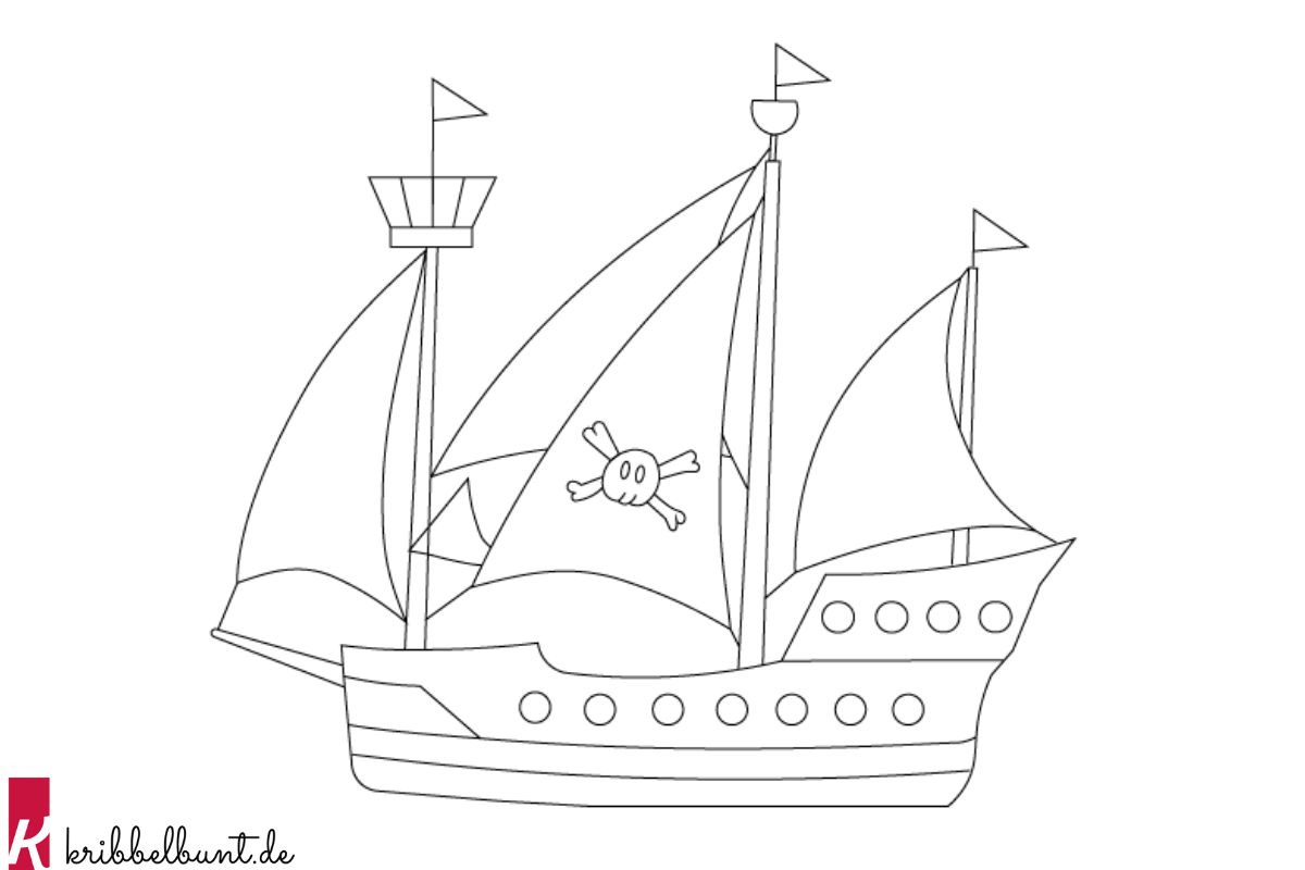 Ausmalbild Piratenschiff
