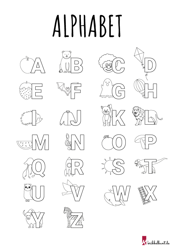 Buchstaben zum Ausmalen » ABC Ausmalbilder | Kribbelbunt