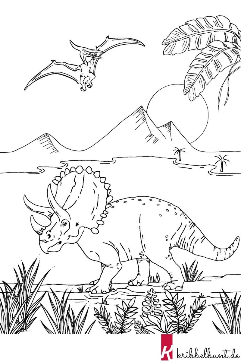 Ausmalbilder Dinosaurier » PDF zum Ausdrucken   Kribbelbunt