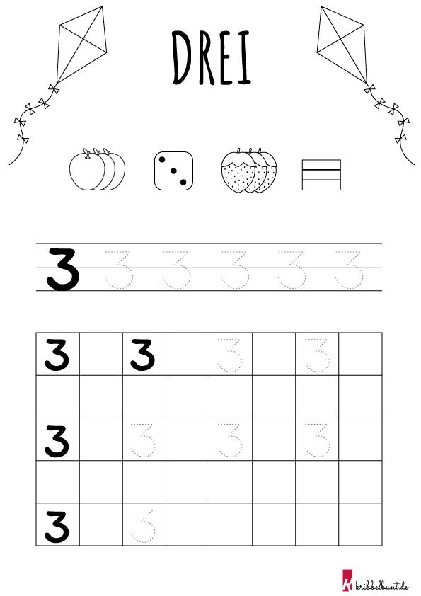 Zahlen Schreiben Lernen - PDF zum Ausdrucken | Kribbelbunt