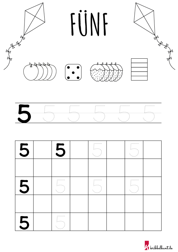 Zahlen Schreiben Lernen - PDF zum Ausdrucken | Kribbelbunt