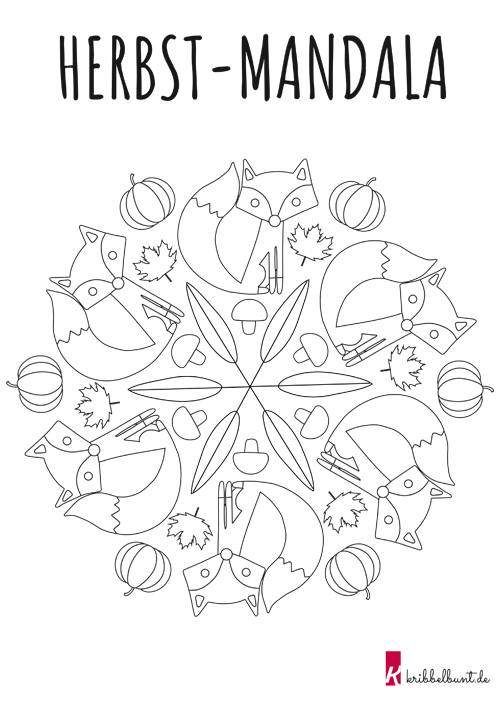 Fuchs Mandala - Herbst Mandala zum Ausdrucken