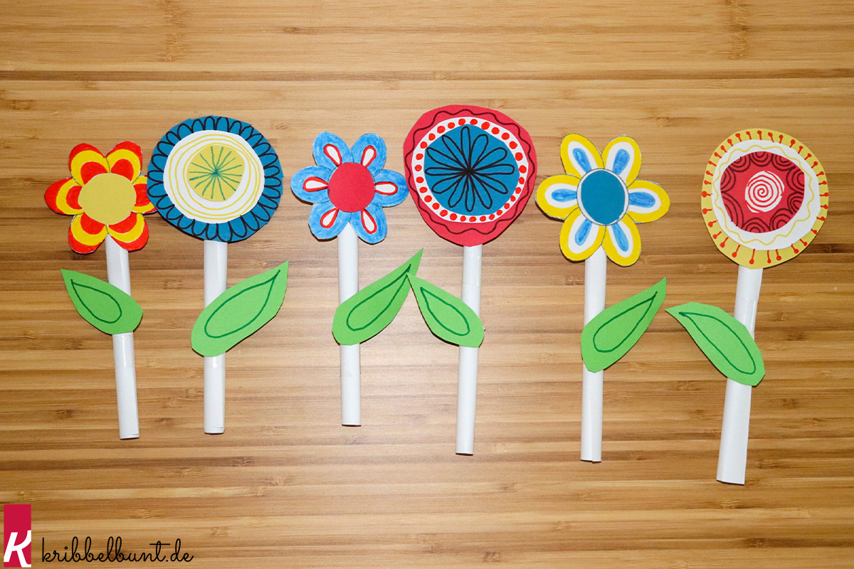 Papierblumen basteln + Vorlage | Kribbelbunt