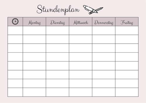 Stundenplan Vorlage Stundenplan Zum Ausdrucken Kribbelbunt