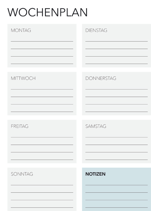 Wochenplan Vorlage Pdf Zum Ausdrucken Kribbelbunt