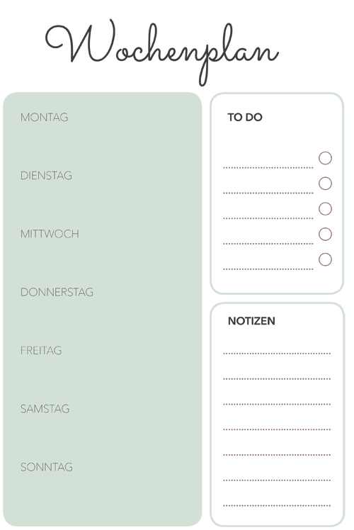 Wochenplan Vorlage Pdf Zum Ausdrucken Kribbelbunt