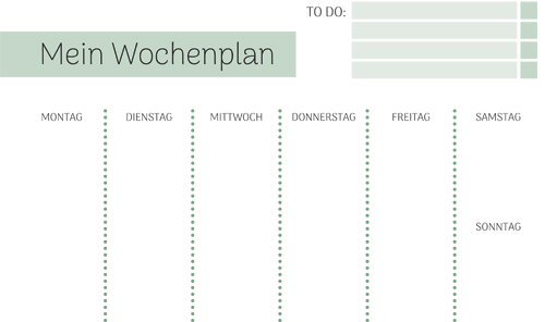 Wochenplan Vorlage PDF Zum Ausdrucken Kribbelbunt